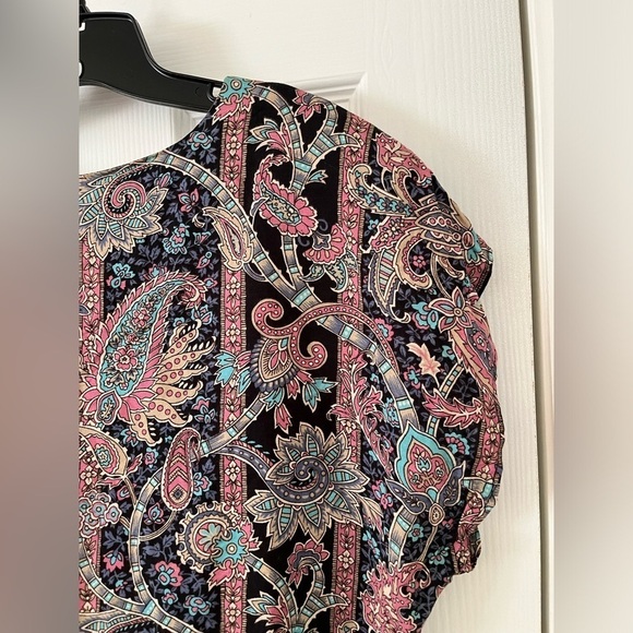 Vintage NY Clothing Co paisley pink black blue palazzo pant set- Size Large - Picture 4 of 13